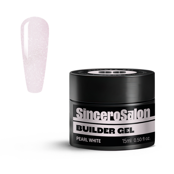 Żel budujący z brokatem „Sincero Salon”, Pearl White, 15ml