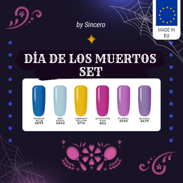 Zestaw lakierów hybrydowych "Sincero Salon" Dia de Los Muertos, 6 szt x 6 ml