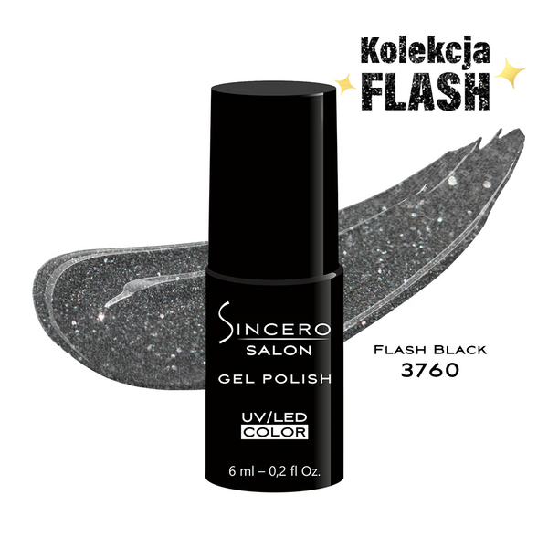 Lakier hybrydowy Sincero Salon, Flash Black 3760, 6ml