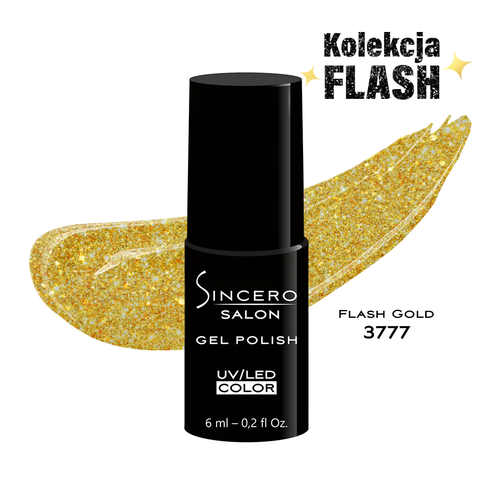 Lakier hybrydowy Sincero Salon, Flash Gold 3777, 6ml