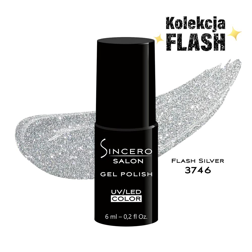 Lakier hybrydowy Sincero Salon, Flash Silver 3746, 6ml