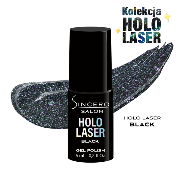 Lakier hybrydowy "Sincero Salon", HOLO Laser, czarny, 6 ml