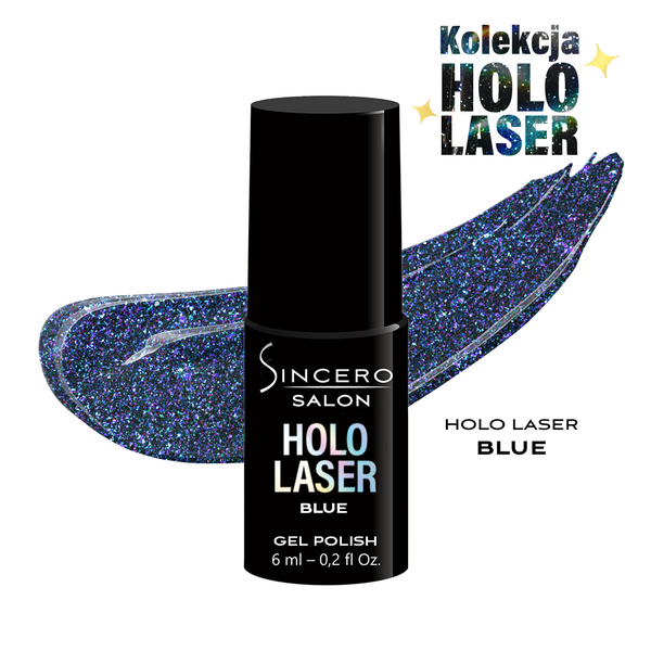 Lakier hybrydowy "Sincero Salon", HOLO Laser, niebieski, 6 ml