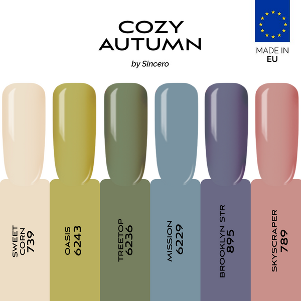 Zestaw lakierów hybrydowych Sincero Salon "Cozy Autumn", 6 szt x 6ml.
