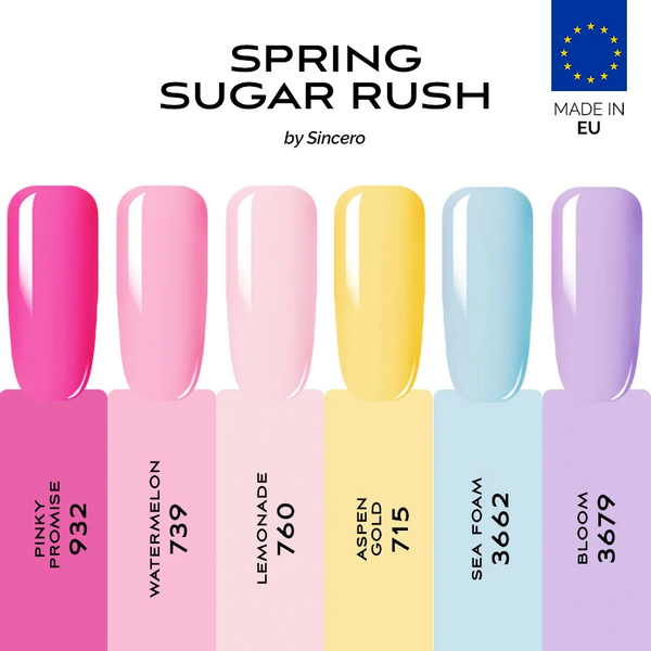 Zestaw lakierów hybrydowych "Sincero Salon" Spring Sugar Rush, 6 szt. x 6 ml