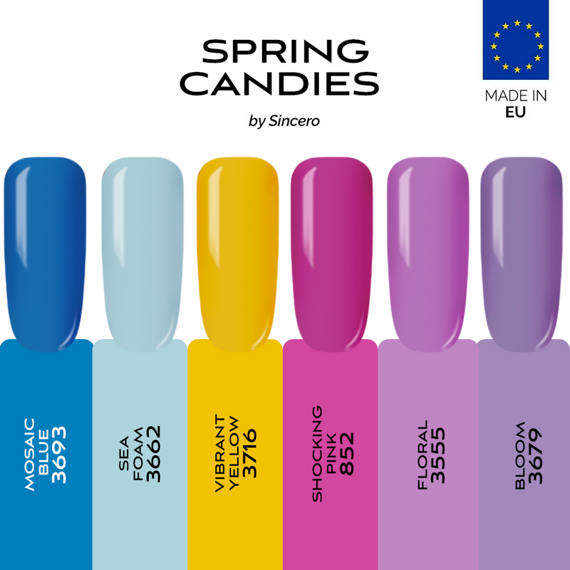 Zestaw lakierów hybrydowych "Sincero Salon" Spring Candies, 6 szt x 6 ml