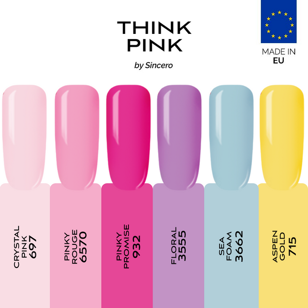 Zestaw lakierów hybrydowych "Think Pink" 6szt x 6ml